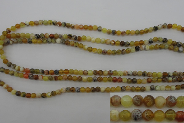 COP586 15.5 inches 4mm round natural yellow & green opal beads