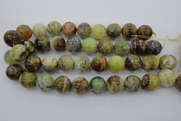 COP594 15.5 inches 20mm round natural yellow & green opal beads