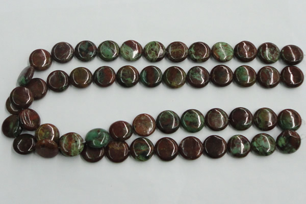 COP604 15.5 inches 16mm flat round green opal gemstone beads