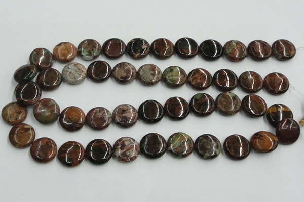 COP605 15.5 inches 18mm flat round green opal gemstone beads