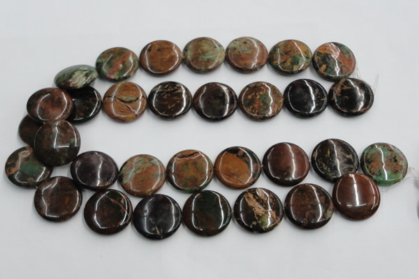COP607 15.5 inches 25mm flat round green opal gemstone beads