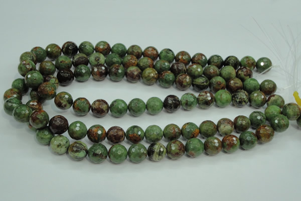 COP665 15.5 inches 14mm faceted round green opal gemstone beads