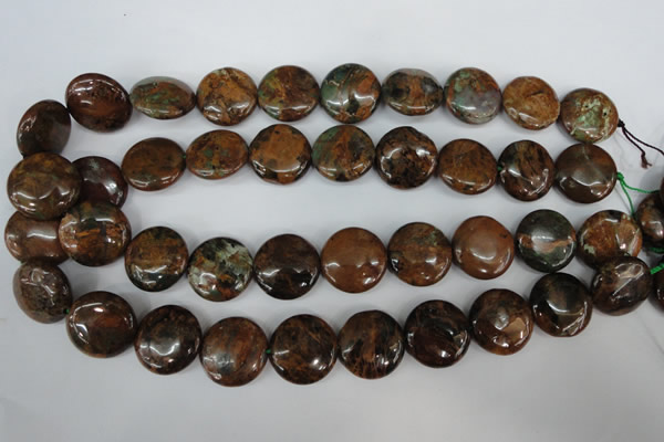 COP755 15.5 inches 20mm flat round green opal gemstone beads