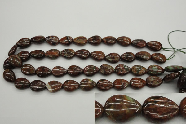 COP980 15.5 inches 13*18mm flat teardrop green opal gemstone beads