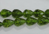 COQ108 15.5 inches 8*12mm faceted teardrop dyed olive quartz beads