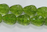 COQ111 15.5 inches 13*18mm faceted teardrop dyed olive quartz beads