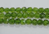 COQ115 15.5 inches 6mm faceted nuggets dyed olive quartz beads