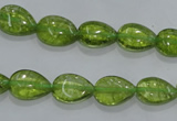 COQ40 15.5 inches 8*12mm flat teardrop dyed olive quartz beads