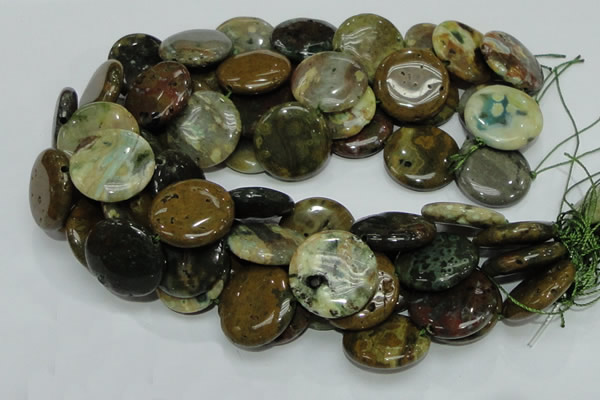 COS14 15.5 inches 25mm flat round ocean stone beads wholesale