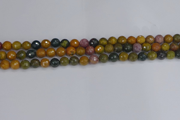 COS202 15.5 inches 8mm faceted round ocean jasper beads