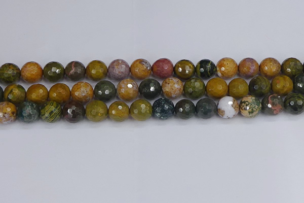 COS204 15.5 inches 12mm faceted round ocean jasper beads