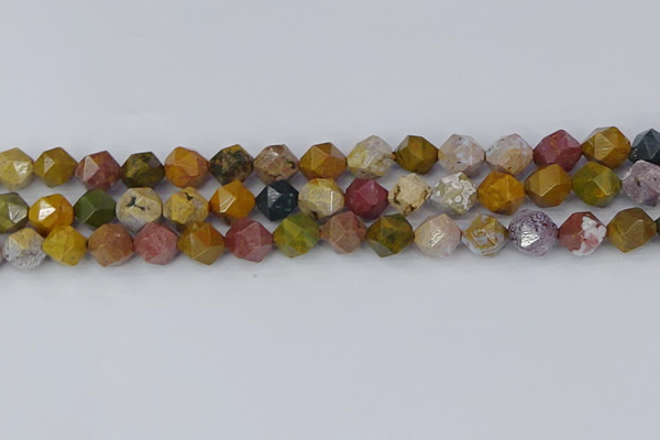 COS212 15.5 inches 10mm faceted nuggets ocean jasper beads