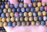COS312 15.5 inches 9mm - 10mm faceted round ocean jasper beads