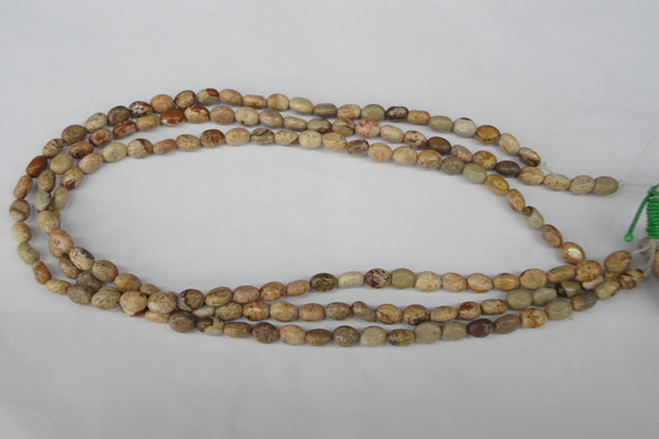 COV04 15.5 inches 6*8mm oval picture jasper beads wholesale