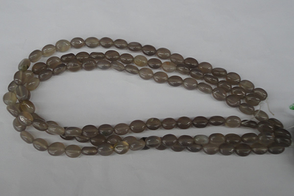 COV27 15.5 inches 8*10mm oval grey agate gemstone beads wholesale