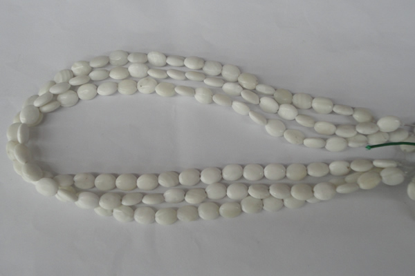 COV48 15.5 inches 8*10mm oval white shell beads wholesale