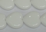 CPB106 15.5 inches 20*20mm heart white porcelain beads wholesale