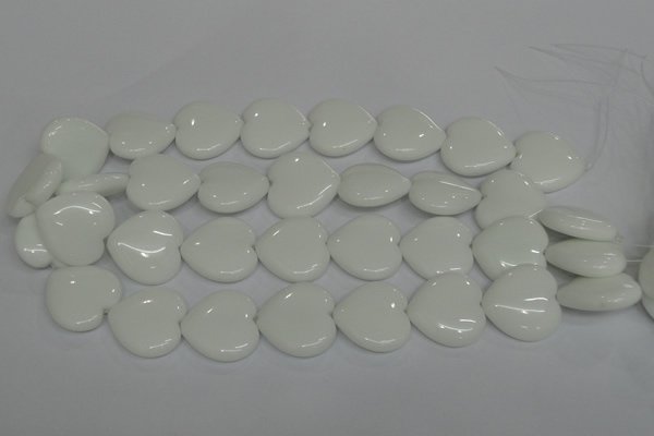 CPB107 15.5 inches 25*25mm heart white porcelain beads wholesale