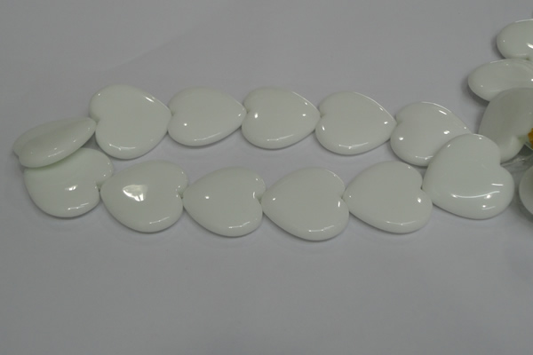 CPB109 15.5 inches 35*35mm heart white porcelain beads wholesale