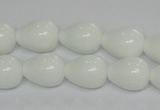 CPB22 15.5 inches 10*14mm teardrop white porcelain beads wholesale