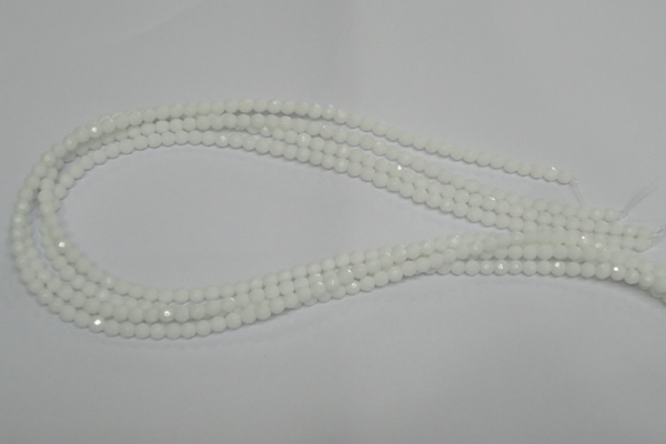 CPB31 15.5 inches 4mm faceted round white porcelain beads wholesale