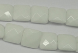 CPB320 15 inches 12*12mm faceted square white porcelain beads