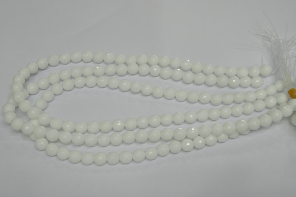 CPB33 15.5 inches 8mm faceted round white porcelain beads wholesale