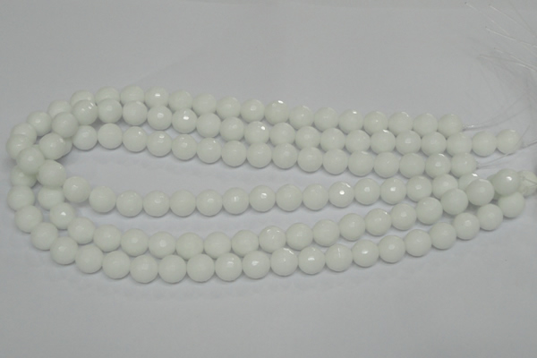 CPB34 15.5 inches 10mm faceted round white porcelain beads wholesale