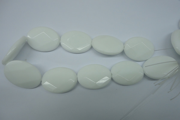 CPB342 15 inches 30*40mm faceted oval white porcelain beads