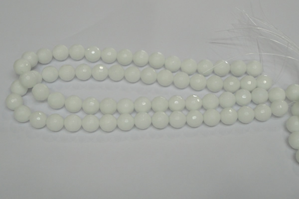 CPB35 15.5 inches 12mm faceted round white porcelain beads wholesale