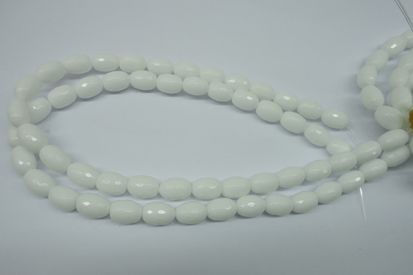 CPB355 15 inches 8*12mm faceted drum white porcelain beads wholesale