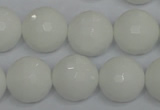 CPB37 15.5 inches 16mm faceted round white porcelain beads wholesale