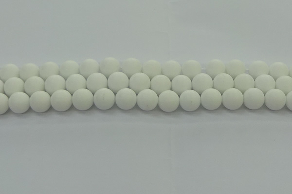CPB414 15.5 inches 12mm round matte white porcelain beads
