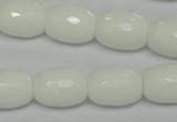 CPB42 15.5 inches 12*16mm faceted drum white porcelain beads