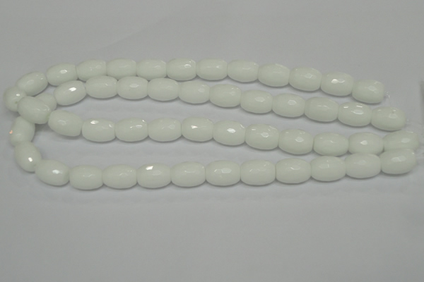 CPB42 15.5 inches 12*16mm faceted drum white porcelain beads