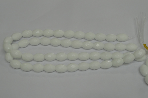 CPB47 15.5 inches 12*16mm faceted rice white porcelain beads