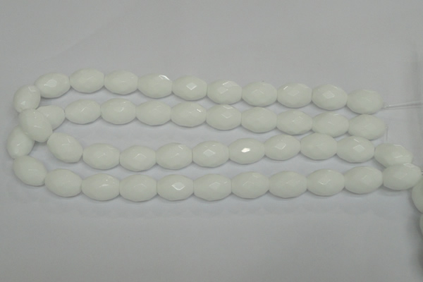 CPB48 15.5 inches 13*18mm faceted rice white porcelain beads