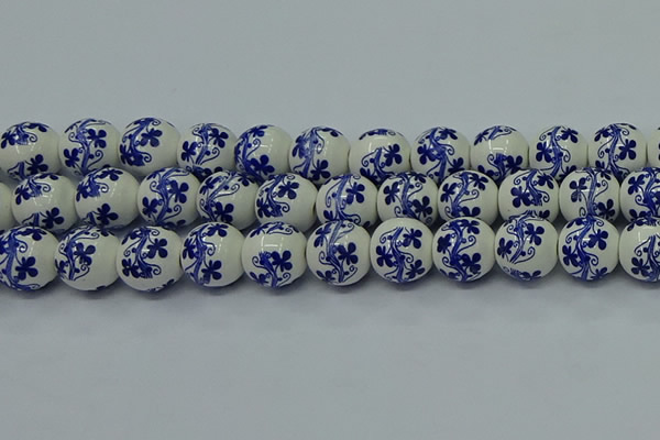 CPB515 15.5 inches 14mm round Painted porcelain beads