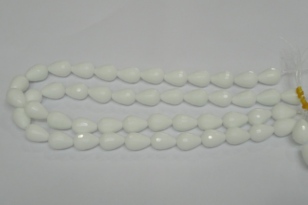 CPB52 15.5 inches 12*16mm faceted teardrop white porcelain beads