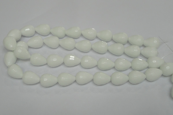 CPB54 15.5 inches 15*20mm faceted teardrop white porcelain beads