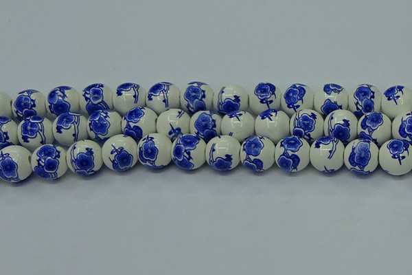 CPB545 15.5 inches 14mm round Painted porcelain beads