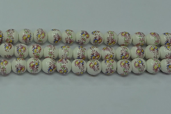 CPB573 15.5 inches 10mm round Painted porcelain beads