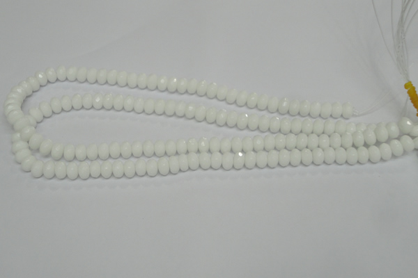 CPB58 15.5 inches 5*8mm faceted rondelle white porcelain beads
