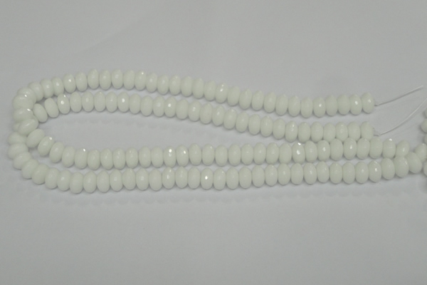 CPB59 15.5 inches 6*10mm faceted rondelle white porcelain beads