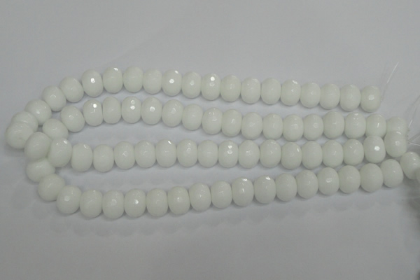CPB61 15.5 inches 10*14mm faceted rondelle white porcelain beads