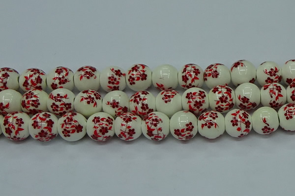 CPB611 15.5 inches 6mm round Painted porcelain beads