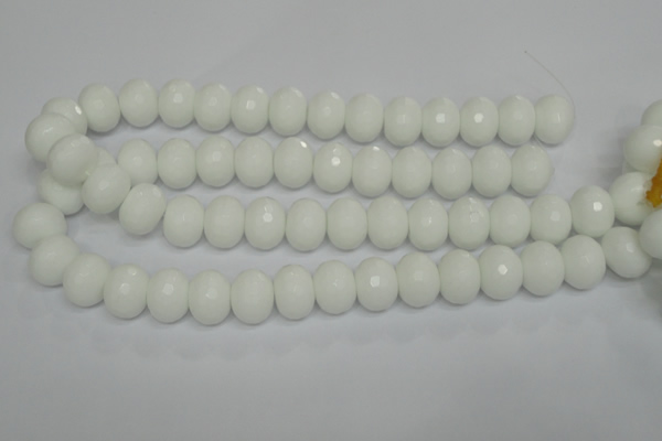 CPB63 15.5 inches 13*18mm faceted rondelle white porcelain beads