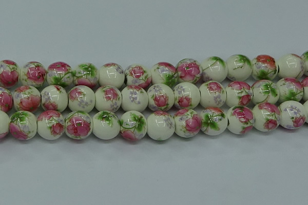 CPB654 15.5 inches 12mm round Painted porcelain beads