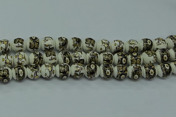 CPB715 15.5 inches 14mm round Painted porcelain beads