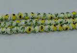 CPB734 15.5 inches 12mm round Painted porcelain beads